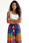 Multi - Color Bandhini Layered Skirt with Tassel - Rajni Collection