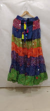 Multi - Color Bandhini Layered Skirt with Tassel - Rajni Collection