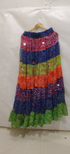 Multi - Color Bandhini Layered Skirt with Tassel - Rajni Collection