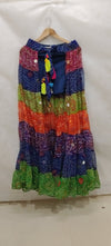 Multi - Color Bandhini Layered Skirt with Tassel - Rajni Collection