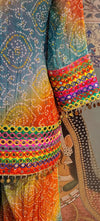 Multicolor Bandhani Kurta & Palazzo Set with Mirror and Coin Lace Work – Festive Fusion - Rajni Collection
