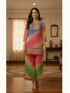 Multicolor Bandhani Kurta & Palazzo Set with Mirror and Coin Lace Work – Festive Fusion - Rajni Collection