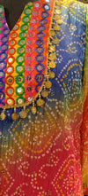 Multicolor Bandhani Kurta & Palazzo Set with Mirror and Coin Lace Work – Festive Fusion - Rajni Collection
