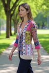 Multicolor Patchwork Mirror Work Blazer – Boho Chic Statement Jacket - Rajni Collection