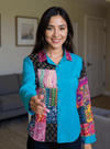 Patchwork Shirt Gypsy Grid Turquoise Multicolor - Rajni Collection