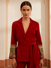 Pink Velvet Co - ord Set with Embroidered Borders – Festive Luxe Wear - Rajni Collection