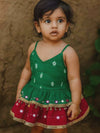 Bandhani Mirror Work Frock for Baby Girls – Green & Red Kidswear