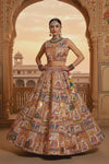 Rajasthani Pichwai Print Lehenga Set Handcrafted Mirror Work & Blouse