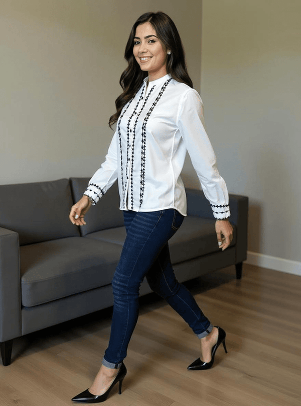 Pure Charm – White Casual Wear Top - Rajni Collection