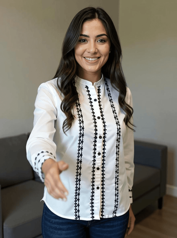 Pure Charm – White Casual Wear Top - Rajni Collection
