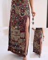 Purple Embellished Skirt Royal Patchwork Slit Skirt - Rajni Collection