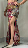 Purple Embellished Skirt Royal Patchwork Slit Skirt - Rajni Collection