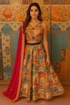 Rajasthani Pichwai Print Lehenga Set Handcrafted Mirror Work & Blouse - Rajni Collection