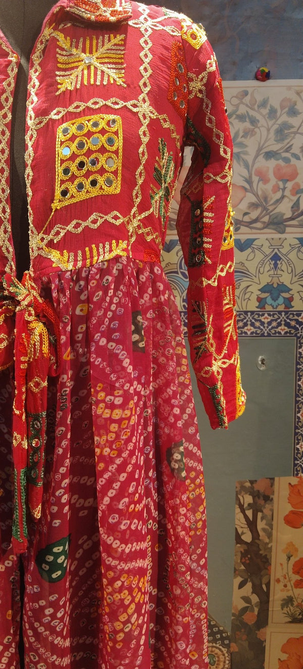 Rani Bandhej Phulkari Shrug - Rajni Collection