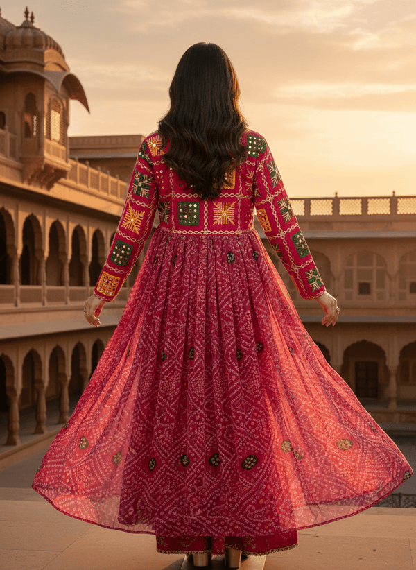 Rani Bandhej Phulkari Shrug - Rajni Collection