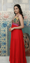 Red Boho Patchwork Maxi Dress - Rajni Collection