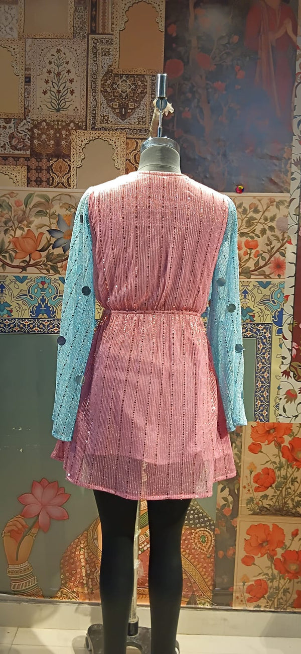 Two - Tone Shimmer Tunic with Sequin Detailing – Festive Fusion Wear - Rajni Collection