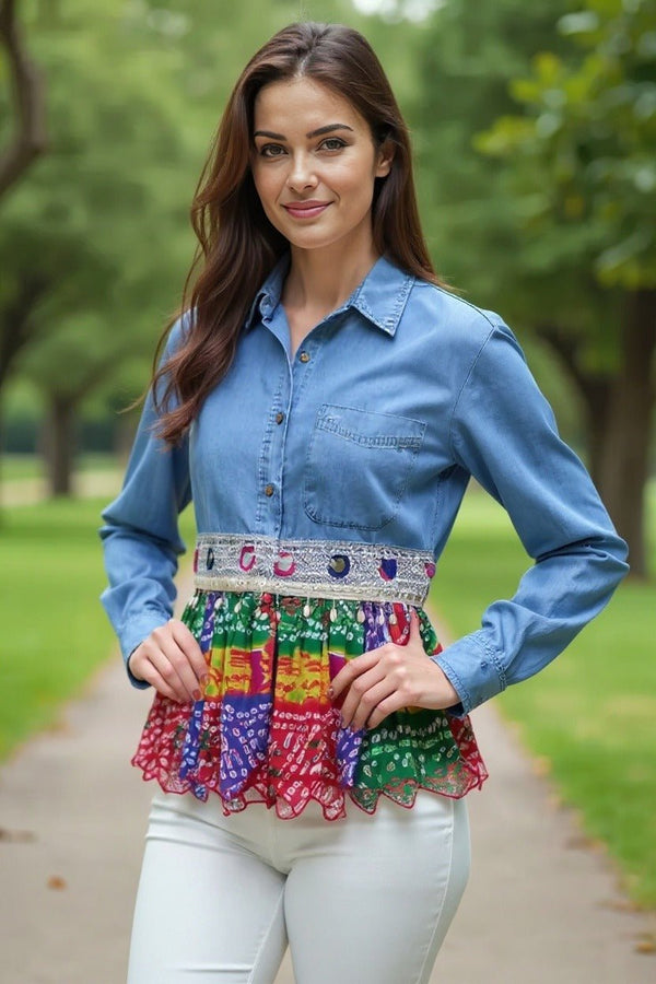 Umbrella Denim Shirt - Rajni Collection