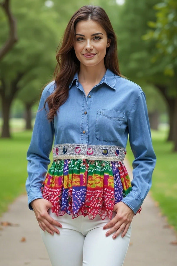 Umbrella Denim Shirt - Rajni Collection