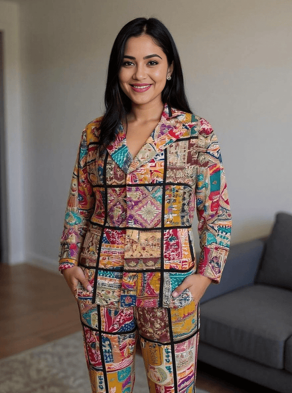 Vibrant Boho Artisanal Twin Set with Mirrorwork & Patch Embroidery - Rajni Collection