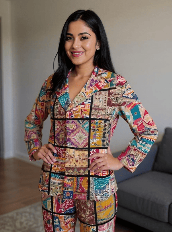 Vibrant Boho Artisanal Twin Set with Mirrorwork & Patch Embroidery - Rajni Collection