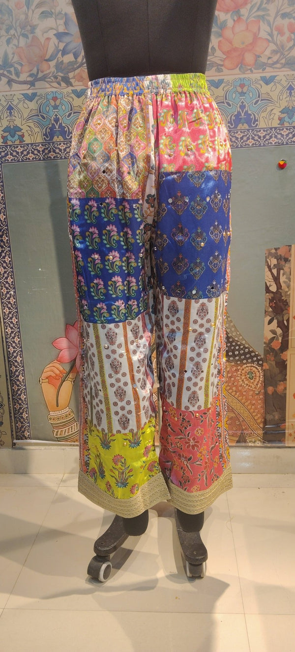 White Dazzle Pant Patchwork Hand Embroidery - Rajni Collection