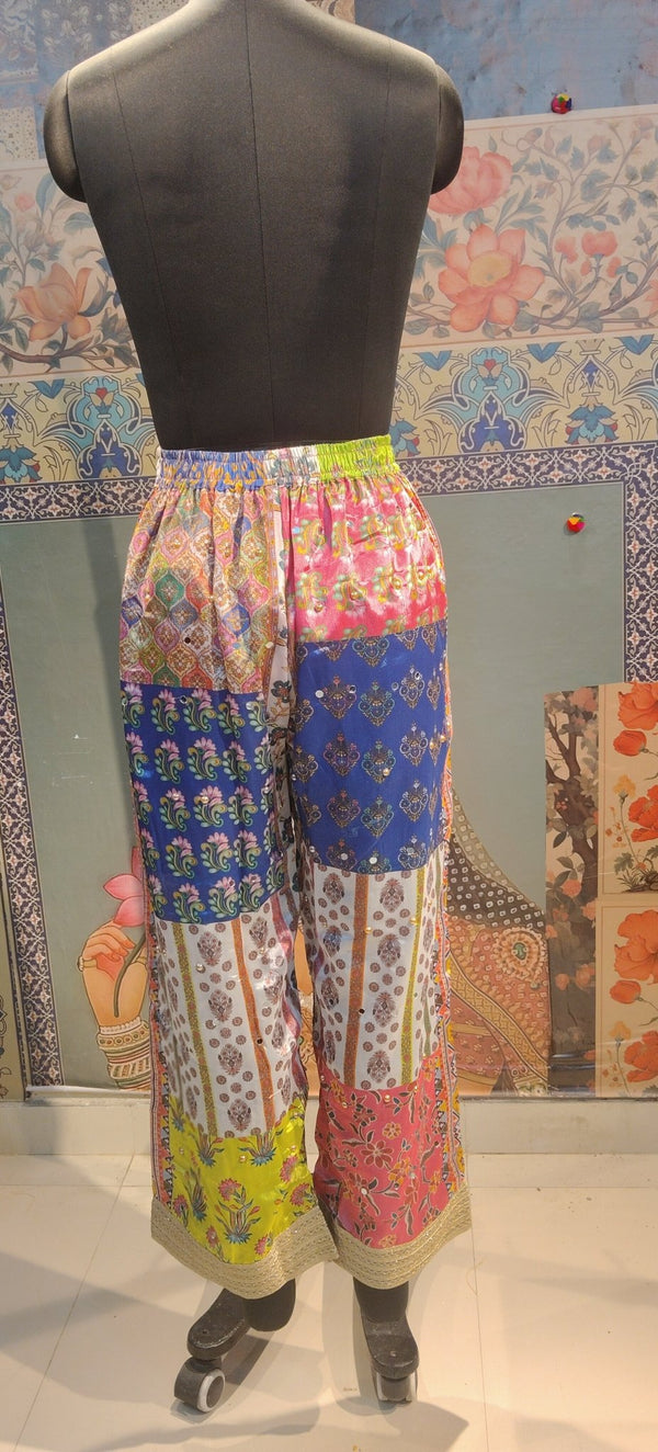 White Dazzle Pant Patchwork Hand Embroidery - Rajni Collection