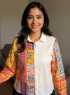 White Handcrafted Patchwork Shirt with Artistic Hand Embroidery – Boho Fusion Wear - Rajni Collection