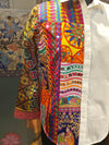 White Handcrafted Patchwork Shirt with Artistic Hand Embroidery – Boho Fusion Wear - Rajni Collection