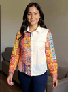 White Handcrafted Patchwork Shirt with Artistic Hand Embroidery – Boho Fusion Wear - Rajni Collection