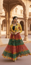 Yellow Phulkari Shrug with Multicolor Skirt - Rajni Collection