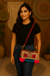 Boho Bandhani Handcrafted Shell Work Sling Bag
