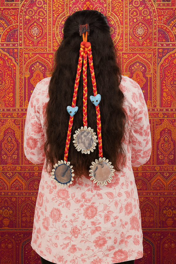 Boho Braided Hair Accessory with Mirror & Shell Embellishments