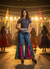 Bandhani Patchwork Wide-Leg Pants with Mirror Accents