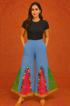 Bandhani Patchwork Wide-Leg Pants with Mirror Accents