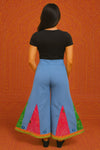 Bandhani Patchwork Wide-Leg Pants with Mirror Accents