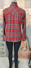 Red Tartan Shirt with Embroidered Pocket