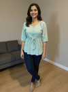 Aqua Sky Cotton Peplum Top