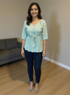 Aqua Sky Cotton Peplum Top