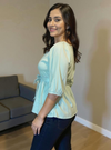 Aqua Sky Cotton Peplum Top