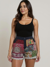 Boho Patchwork Mirror Embroidered Shorts