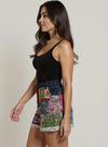 Boho Patchwork Mirror Embroidered Shorts
