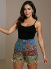 Denim Shorts Boho Patchwork Embroidered