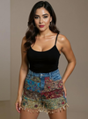 Denim Shorts Boho Patchwork Embroidered
