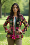 Boho Phulkari Mirror Work Kurti – Multicolor Embroidered Jacket Style