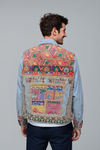 Men’s Denim Jacket with Jaipuri Patchwork & Hand Embroidery Detailing