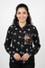 Black Women Bandhani Fusion Shirt with Boho Patchwork Pocket