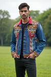 Embellished Denim Jacket with Handcrafted Mirror Work