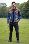 Embellished Denim Jacket with Handcrafted Mirror Work