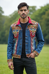 Embellished Denim Jacket with Handcrafted Mirror Work